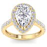 4 Carat Pear Shape Lab Grown Diamond Halo Engagement Ring In 14K Yellow Gold Image-1