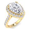 4 Carat Pear Shape Lab Grown Diamond Halo Engagement Ring In 14K Yellow Gold Image-2