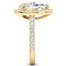 4 Carat Pear Shape Lab Grown Diamond Halo Engagement Ring In 14K Yellow Gold Image-3
