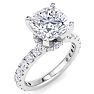 4 Carat Cushion Cut Lab Grown Diamond Hidden Halo Engagement Ring In 14K White Gold Image-2