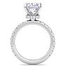 4 Carat Cushion Cut Lab Grown Diamond Hidden Halo Engagement Ring In 14K White Gold Image-3