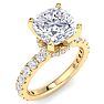 4 Carat Cushion Cut Lab Grown Diamond Hidden Halo Engagement Ring In 14K Yellow Gold Image-2