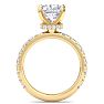 4 Carat Cushion Cut Lab Grown Diamond Hidden Halo Engagement Ring In 14K Yellow Gold Image-3