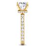 4 Carat Cushion Cut Lab Grown Diamond Hidden Halo Engagement Ring In 14K Yellow Gold Image-4