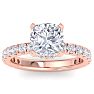 4 Carat Cushion Cut Lab Grown Diamond Hidden Halo Engagement Ring In 14K Rose Gold Image-1