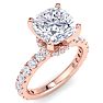 4 Carat Cushion Cut Lab Grown Diamond Hidden Halo Engagement Ring In 14K Rose Gold Image-2