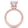 4 Carat Cushion Cut Lab Grown Diamond Hidden Halo Engagement Ring In 14K Rose Gold Image-3