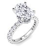 4 Carat Oval Shape Lab Grown Diamond Hidden Halo Engagement Ring In 14K White Gold Image-2
