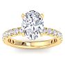 4 Carat Oval Shape Lab Grown Diamond Hidden Halo Engagement Ring In 14K Yellow Gold Image-1