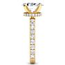 4 Carat Oval Shape Lab Grown Diamond Hidden Halo Engagement Ring In 14K Yellow Gold Image-4