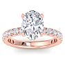4 Carat Oval Shape Lab Grown Diamond Hidden Halo Engagement Ring In 14K Rose Gold Image-1