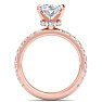 4 Carat Oval Shape Lab Grown Diamond Hidden Halo Engagement Ring In 14K Rose Gold Image-3