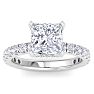 4 Carat Princess Cut Lab Grown Diamond Hidden Halo Engagement Ring In 14K White Gold Image-1