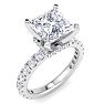 4 Carat Princess Cut Lab Grown Diamond Hidden Halo Engagement Ring In 14K White Gold Image-2