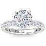 4 Carat Round Lab Grown Diamond Hidden Halo Engagement Ring In 14K White Gold Image-1