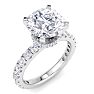 4 Carat Round Lab Grown Diamond Hidden Halo Engagement Ring In 14K White Gold Image-2