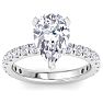 4 Carat Pear Shape Lab Grown Diamond Hidden Halo Engagement Ring In 14K White Gold Image-1
