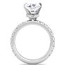 4 Carat Pear Shape Lab Grown Diamond Hidden Halo Engagement Ring In 14K White Gold Image-3