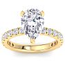 4 Carat Pear Shape Lab Grown Diamond Hidden Halo Engagement Ring In 14K Yellow Gold Image-1