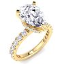 4 Carat Pear Shape Lab Grown Diamond Hidden Halo Engagement Ring In 14K Yellow Gold Image-2