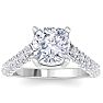 4 Carat Cushion Cut Lab Grown Diamond Curved Engagement Ring In 14K White Gold Image-1