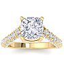 4 Carat Cushion Cut Lab Grown Diamond Curved Engagement Ring In 14K Yellow Gold Image-1