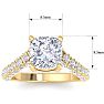 4 Carat Cushion Cut Lab Grown Diamond Curved Engagement Ring In 14K Yellow Gold Image-5