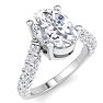 4 Carat Oval Shape Lab Grown Diamond Curved Engagement Ring In 14K White Gold Image-2