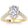 4 Carat Oval Shape Lab Grown Diamond Curved Engagement Ring In 14K Yellow Gold Image-1