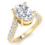 4 Carat Oval Shape Lab Grown Diamond Curved Engagement Ring In 14K Yellow Gold Image-2