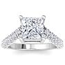 4 Carat Princess Cut Lab Grown Diamond Curved Engagement Ring In 14K White Gold Image-1