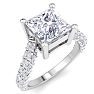 4 Carat Princess Cut Lab Grown Diamond Curved Engagement Ring In 14K White Gold Image-2