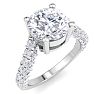 4 Carat Round Lab Grown Diamond Curved Engagement Ring In 14K White Gold Image-2