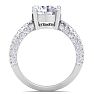 4 Carat Round Lab Grown Diamond Curved Engagement Ring In 14K White Gold Image-3