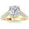 4 Carat Round Lab Grown Diamond Curved Engagement Ring In 14K Yellow Gold Image-1