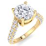 4 Carat Round Lab Grown Diamond Curved Engagement Ring In 14K Yellow Gold Image-2