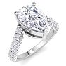 4 Carat Pear Shape Lab Grown Diamond Curved Engagement Ring In 14K White Gold Image-2