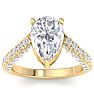 4 Carat Pear Shape Lab Grown Diamond Curved Engagement Ring In 14K Yellow Gold Image-1