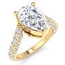 4 Carat Pear Shape Lab Grown Diamond Curved Engagement Ring In 14K Yellow Gold Image-2