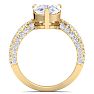 4 Carat Pear Shape Lab Grown Diamond Curved Engagement Ring In 14K Yellow Gold Image-3