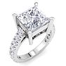 5 Carat Princess Cut Lab Grown Diamond Classic Engagement Ring In 14K White Gold Image-2