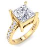 5 Carat Princess Cut Lab Grown Diamond Classic Engagement Ring In 14K Yellow Gold Image-2
