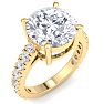 5 Carat Round Lab Grown Diamond Classic Engagement Ring In 14K Yellow Gold Image-2