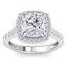 5 Carat Cushion Cut Lab Grown Diamond Halo Engagement Ring In 14K White Gold Image-1