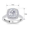 5 Carat Cushion Cut Lab Grown Diamond Halo Engagement Ring In 14K White Gold Image-5