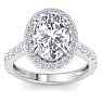 5 Carat Oval Shape Lab Grown Diamond Halo Engagement Ring In 14K White Gold Image-1