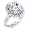 5 Carat Oval Shape Lab Grown Diamond Halo Engagement Ring In 14K White Gold Image-2