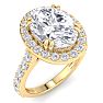 5 Carat Oval Shape Lab Grown Diamond Halo Engagement Ring In 14K Yellow Gold Image-2