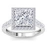 5 Carat Princess Cut Lab Grown Diamond Halo Engagement Ring In 14K White Gold Image-1