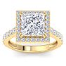 5 Carat Princess Cut Lab Grown Diamond Halo Engagement Ring In 14K Yellow Gold Image-1